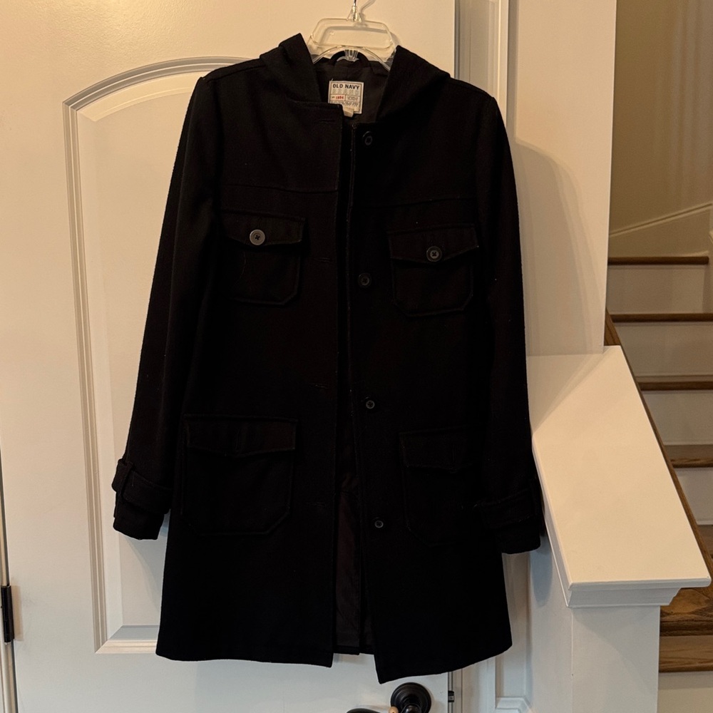 Old Navy Women’s Size Medium Wool Black Button-Up Jacket